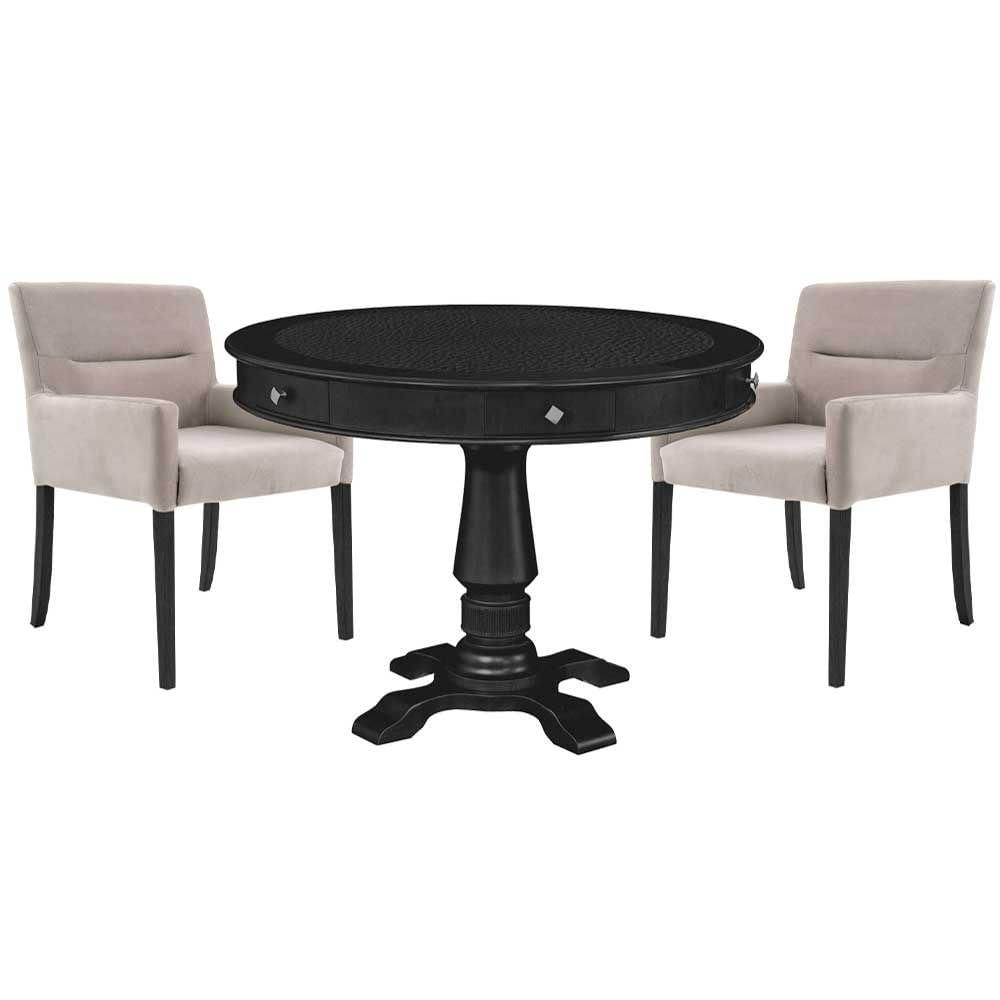 Mesa De Jogos Redonda Victoria Tampo Reversível 2 Cadeiras