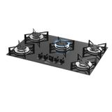 COOKTOP FISCHER 5 QUEIMADORES FIT LINE GÁS TC MESA VIDRO PRETO