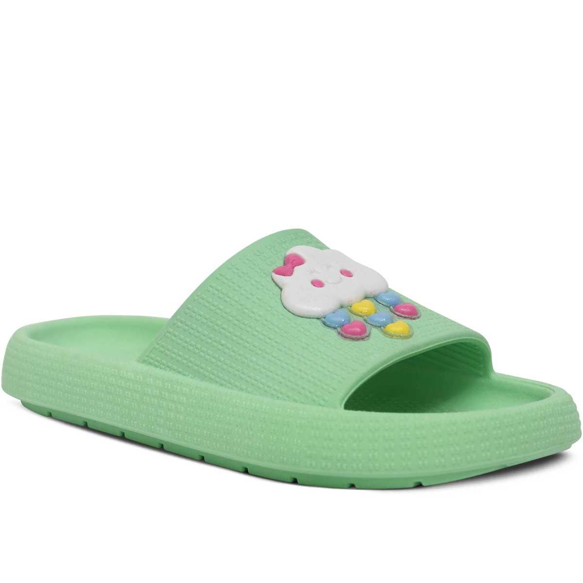 Chinelo Infantil Feminino Slide Moda Sandália Nuvem 12.52 Cor:verde,tamanho:35/36