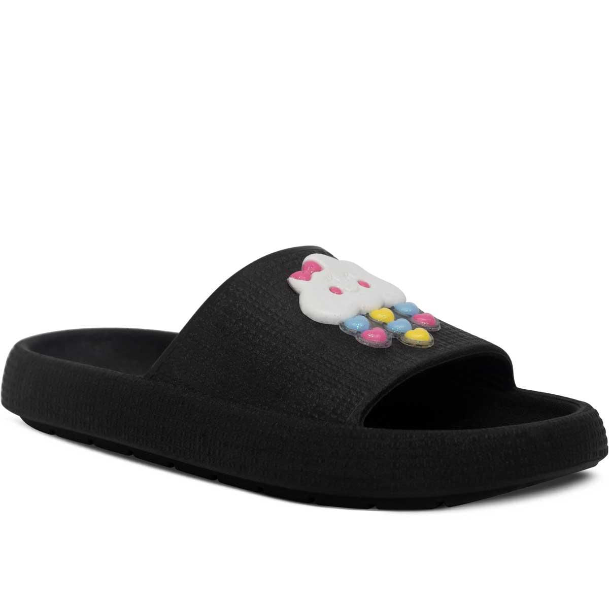 Chinelo Infantil Feminino Slide Moda Sandália Nuvem 12.52 Cor:preto,tamanho:27/28