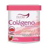 Colágeno Hidrolisado Vitamina C e Hibisco 200g Morango Duom