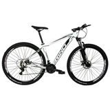 Bicicleta RINO EVEREST 29 Freio a Disco - Cambios Shimano 24v com Trava - BRANCO, 19