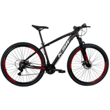 BICICLETA ARO 29 KSW 24V - CAMBIOS INDEX - FREIO HIDRAULICO - PRETO/VERMELHO, 19