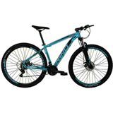 Bicicleta RINO EVEREST 29 Freio a Disco - Cambios Shimano 24v com Trava - AZUL PISCINA, 17