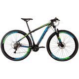 Bicicleta RINO EVEREST 29 Freio a Disco - Cambios Shimano 24v com Trava - AZUL/VERDE, 17