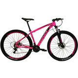 Bicicleta RINO EVEREST 29 Freio a Disco - Cambios Shimano 24v com Trava - ROSA 15