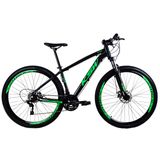 BICICLETA ARO 29 KSW 24V - CAMBIOS INDEX HIDRAULICO+TRAVA - PRETO/VERDE, 17