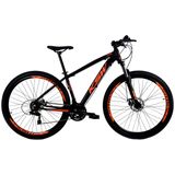 BICICLETA ARO 29 KSW 24V - CAMBIOS INDEX HIDRAULICO+TRAVA - PRETO/LARANJA, 19