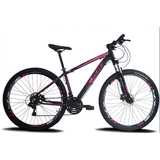 BICICLETA ARO 29 KSW 24V - CAMBIOS INDEX HIDRAULICO+TRAVA - PRETO/PINK, 17
