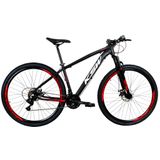 Bicicleta Aro 29 Ksw Xlt 24v Disco Cambio Index - PRETO/VERMELHO, 17