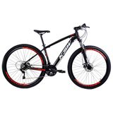 BICICLETA ARO 29 KSW 24V - CAMBIOS INDEX HIDRAULICO+TRAVA - PRETO/VERMELHO, 15