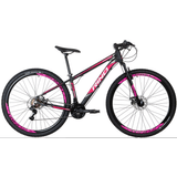 BICICLETA ARO 29 RINO ATACAMA - 24V - FREIO A DISCO  - CAMBIOS INDEX - PRETO/ROSA, 17