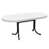 Mesa de Jantar Oval Dobrável Anaheim Branca e Preta 137 cm