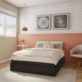 Base para Cama Box Casal Mack com Baú Corino (47x138x188) Preta