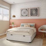 Base para Cama Box Casal Mack com Baú Corino (47x138x188) Branca