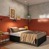 Base para Cama Box Casal Maddux com Baú Corino (47x138x188) Preta
