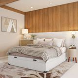 Base para Cama Box Casal Maddux com Baú Corino (47x138x188) Branca