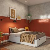Base para Cama Box Casal Mabel com Baú Corino (47x138x188) Branca