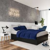 Base para Cama Box Casal Mabel com Baú Corino (47x138x188) Preta