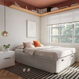 Base para Cama Box Casal Madeleine com Baú Corino (47x138x188) Branca
