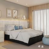 Base para Cama Box Casal Macy com Baú Corino (47x138x188) Preta