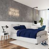 Base para Cama Box Casal Madalynn com Baú Corino (47x138x188) Branca