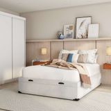 Base para Cama Box Casal Madden com Baú Corino (47x138x188) Branca