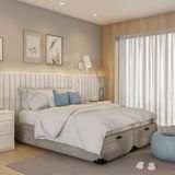 Base para Cama Box Queen Macy com Bau Suede (45x158x198) Bege