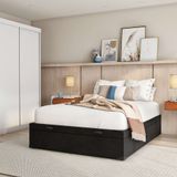 Base para Cama Box Casal Madden com Baú Corino (47x138x188) Preta