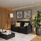 Sofá 3 Lugares Retrátil Nuremberga  Suede Preto