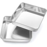 8 Polegadas Square Baking Cake Pan, P&amp,p Chef 2 Pcs Inoxidável Aço Torradeira Forno Panelas Bakeware Para Bolo De Aniversário Lasanha Brownie, Não