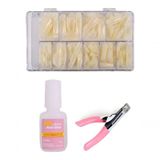 Kit 100 Unhas Tips Alicate Cola Para Unhas Postiças