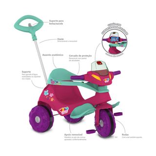 Carrinho Infantil Passeio Com Empurrador Super Cross - Biemme - Rosa