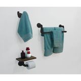 Kit Acessórios Para Banheiro Conjunto 3 Peças Porta Toalhas Papel Cabideiro Preto Laca