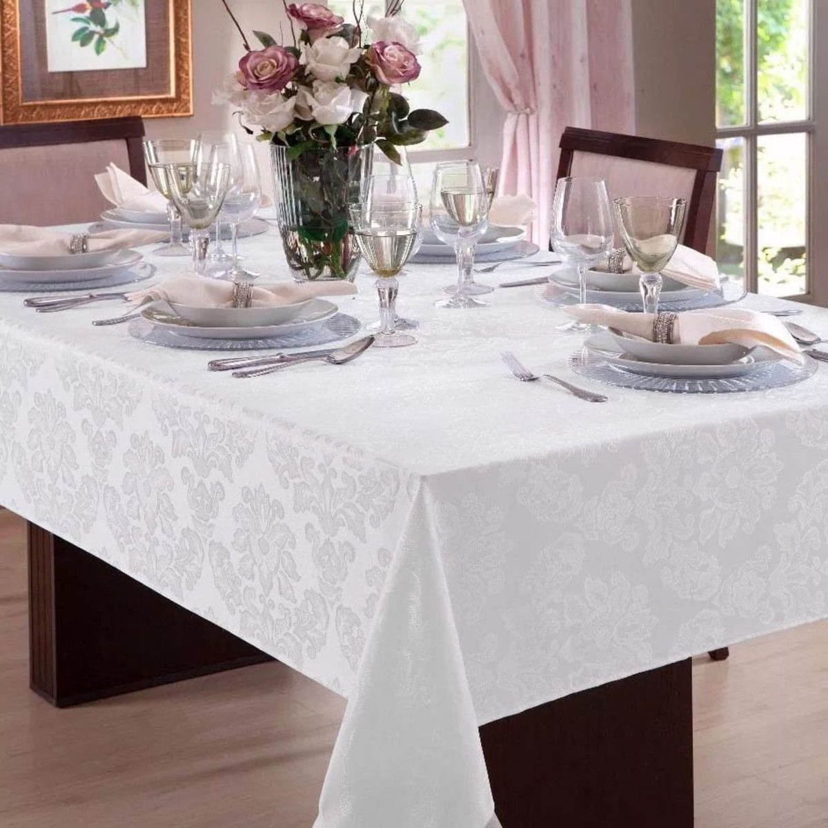 Toalha de Mesa Quadrada Jacquard Admirare 8 Lugares