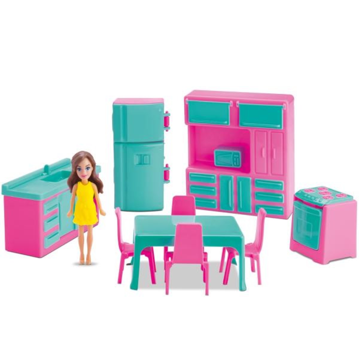 Menor preço em Mini Cozinha Infantil 10 pçs com boneca - Judy Home - Samba Toys