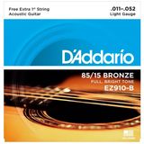 Encordoamento Para Violão Aço 6 Cordas Light Ez910 D¿Addario