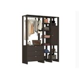 Closet Multi Yes Com Cabideiro 3 Gavetas Porta E 10 Prateleiras Nova Mobile Grafite Intenso