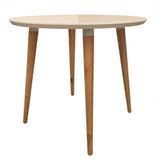 Mesa De Jantar Redonda Com Tampo De Vidro Veneza Off White 90 Cm