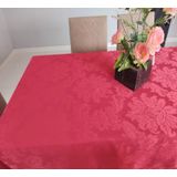 Toalha De Mesa Quadrada Jacquard 4 Lugares Vermelha