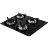 Cooktop a Gás Fogatti V400 Inox, Preto, 4 Bocas, Bivolt