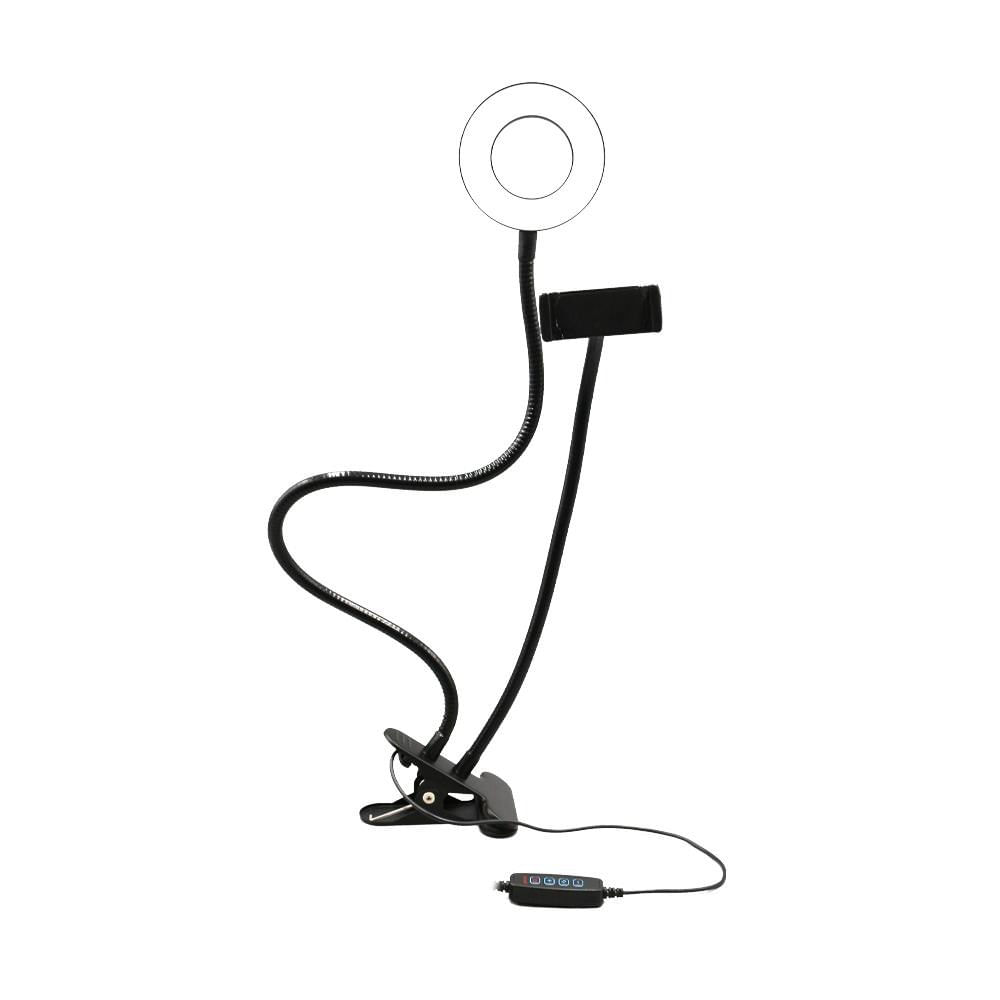 Suporte Tipo Ring Light Ajustável Com Clip Fixador Usb - Ac369