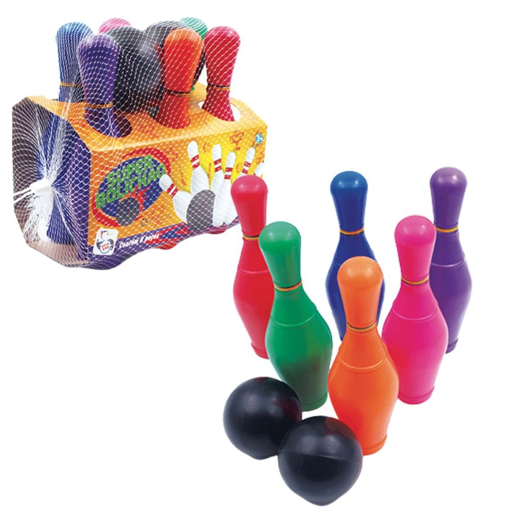 Brinquedo Jogo de Boliche Infantil 6 Pinos e 2 Bolas