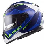 Capacete Ls2 Stream Edge Viseira Solar Ff320 Azul E Branco