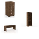Escritório Completo MadeiraMadeira com Mesa, Armário e Gaveteiro 404941 Marrom