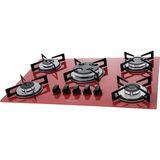Fogão de Mesa Cooktop 5 Bocas Suggar Vidro Vermelho à Gás FG5305VM