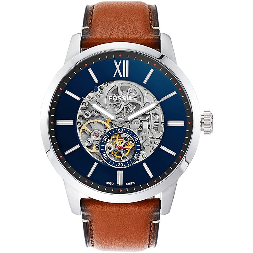 Fossil Relogio Masculino Original De Quartzo Automatico Com Pulseira De Couro Marrom