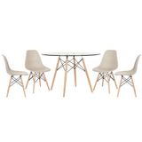 Mesa Redonda Eames 120cm + 4 Cadeiras Nude Nude