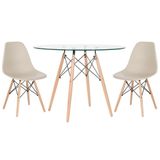 Mesa Redonda Eames 100cm + 2 Cadeiras Nude