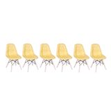 Conjunto 6 Cadeiras Eames Eiffel Botonê Amarelo